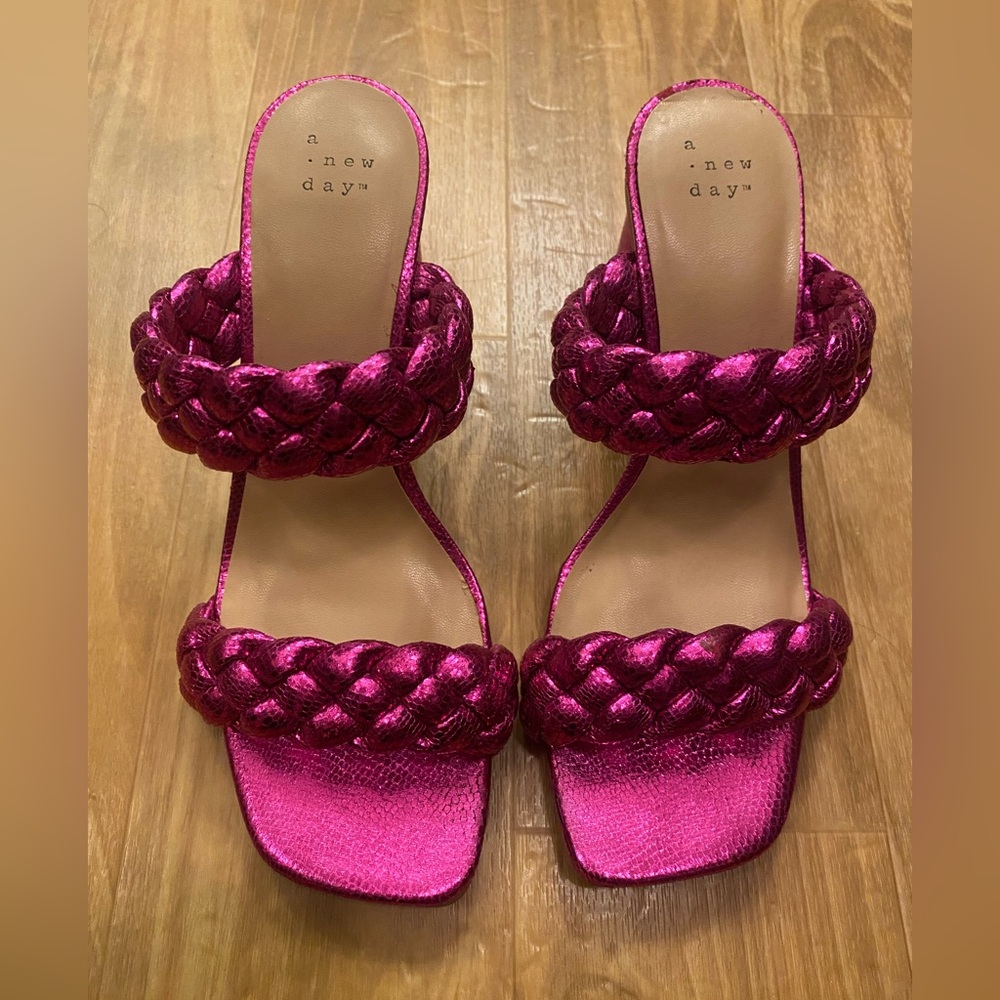 A New Day Women's bright Pink Braided Sandals sz 8 women